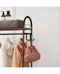 Streamdale Furniture Heavy Duty Rolling Garment Rack with Double Shelves