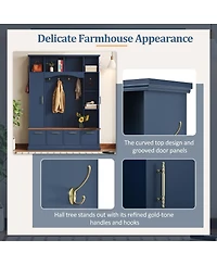 Streamdale Furniture 4-in-1 Elegant Hall Tree with Storage Bench and Golden Hooks