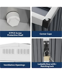 gaomon 9x12 Shed for Outdoor Storage, Galvanized Steel Metal Tool Sheds House with Lockable Doors, Lock and Air Vent