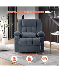 Streamdale Furniture Massage Swivel Rocker Recliner with Heat, Vibration