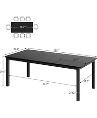 gaomon 70.8" Industrial Dining Table for 6-8 with Metal Legs & Load Bars