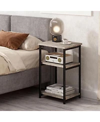 gaomon 3-Tier End Table with Storage Shelf, Metal Frame Side Table for Living Room, Bedroom, Bathroom