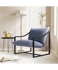 homfan Set of 2 Mid-Century Modern Upholstered Accent Chair, Sturdy Metal Frame Armchair with Plush Seating, Cozy Reading Chair for Living Room, Study