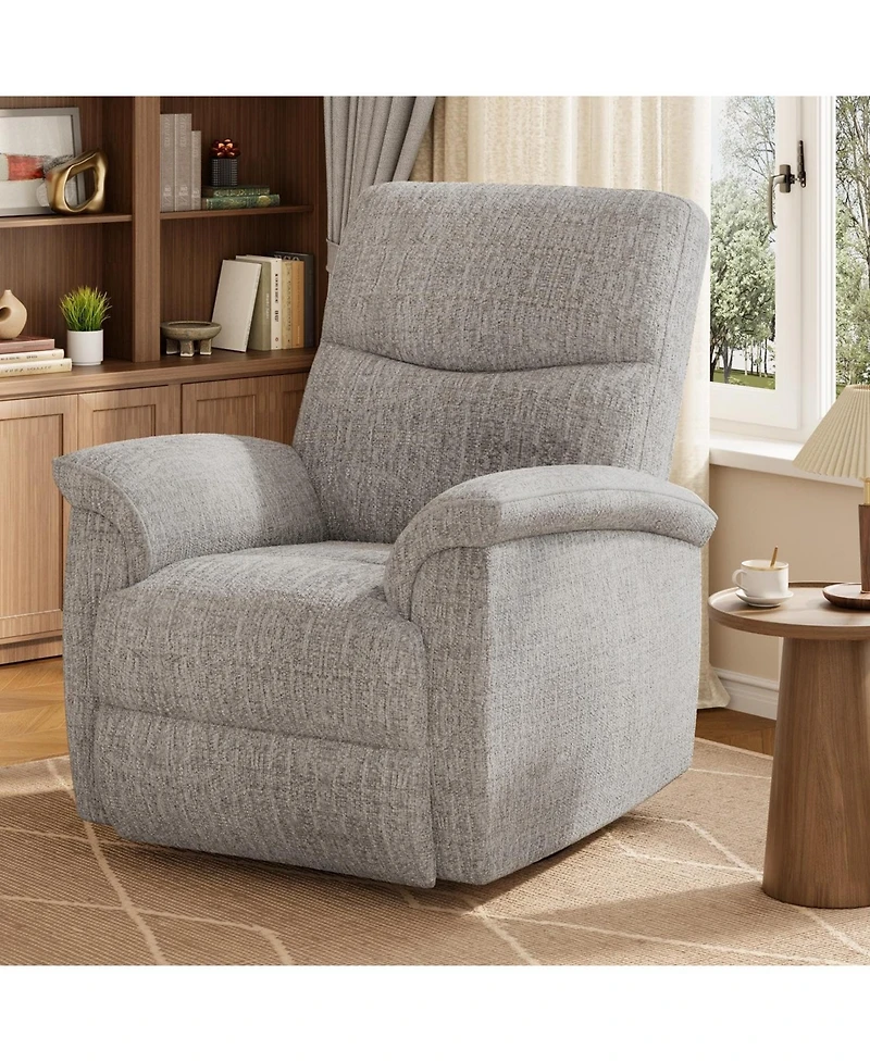 homfan Oversized Swivel Rocker Recliner Chair – Manual Chenille Armchair Extra Wide Seat Comfortable Single Sofa for Living Room