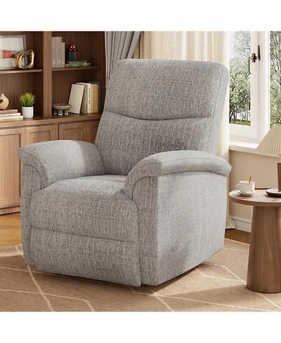 homfan Oversized Swivel Rocker Recliner Chair – Manual Chenille Armchair Extra Wide Seat Comfortable Single Sofa for Living Room