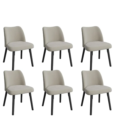 homfan Dining Chair Set of 6, Upholstered Dining Room Chairs with Curved Backrest, Metal Frame, Modern Kitchen Chairs for Living Room