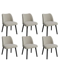 homfan Dining Chair Set of 6, Upholstered Dining Room Chairs with Curved Backrest, Metal Frame, Modern Kitchen Chairs for Living Room