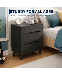 gaomon Nightstand with 3 Drawers, 24" Wide Bedside Table Wooden Top for Bedroom and Office