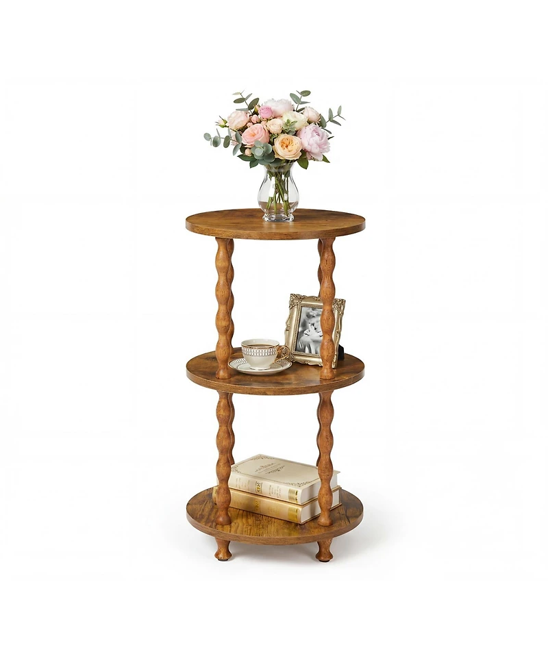gaomon Three-Tier Spiral-Leg Round Side Table-a compact coffee table perfect for the living room, bedroom, balcony, or study
