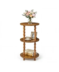 gaomon Three-Tier Spiral-Leg Round Side Table-a compact coffee table perfect for the living room, bedroom, balcony, or study