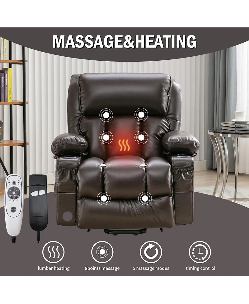 Streamdale Furniture Power Electric Massage Lift Recliner with Heat, Vibration and Usb