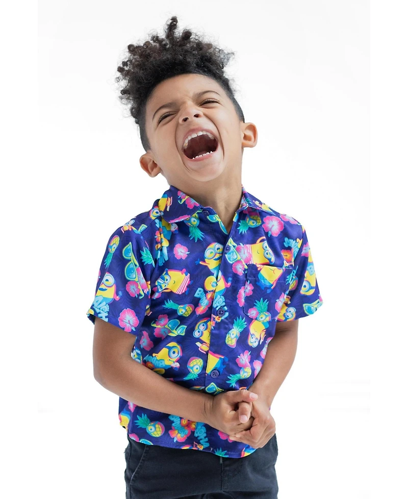 Minions Boy's (6-16) Hawaiian Short Sleeve Button Down Shirt