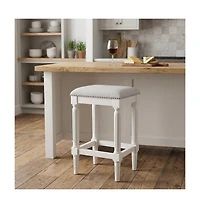 HomeRoots 27" Solid Wood Backless Counter Height Bar Chair