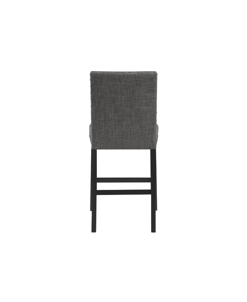 HomeRoots Set of 2 26" Wood and Fabric Counter Height Bar Chairs