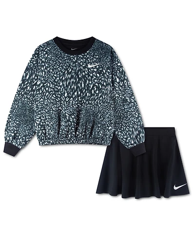 Nike Girls' 4-6X Allover Printed Top and Skirt, 2-Piece Set