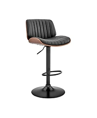 HomeRoots Iron and Faux Leather Adjustable Height Swivel Bar Chair