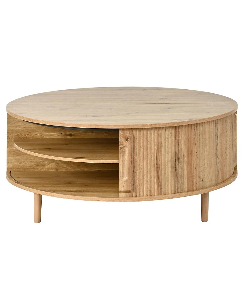 Streamdale Furniture Minimalist Round Lift-Top Coffee Table with Hidden Storage