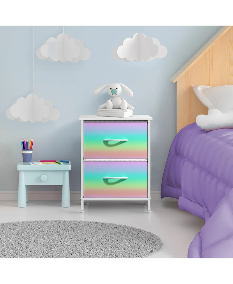 Sorbus Nightstand with 2 Drawers - Steel Frame, Wood Top & Easy Pull Fabric Bins Great for Home, Bedroom, Office College Dorm