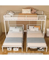 Streamdale Furniture Triple Metal Bunk Bed for 3 Kids, Separates into 3 Twin Beds