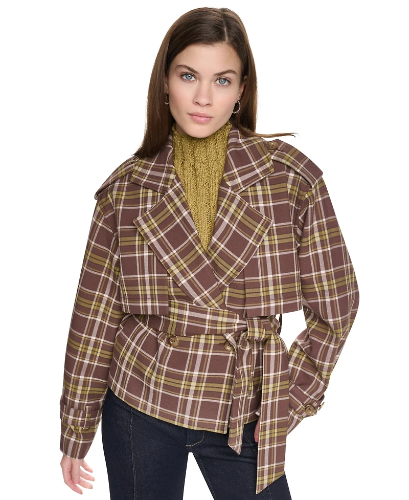 Dkny Jeans Women's Double Breasted Short Trench Jacket