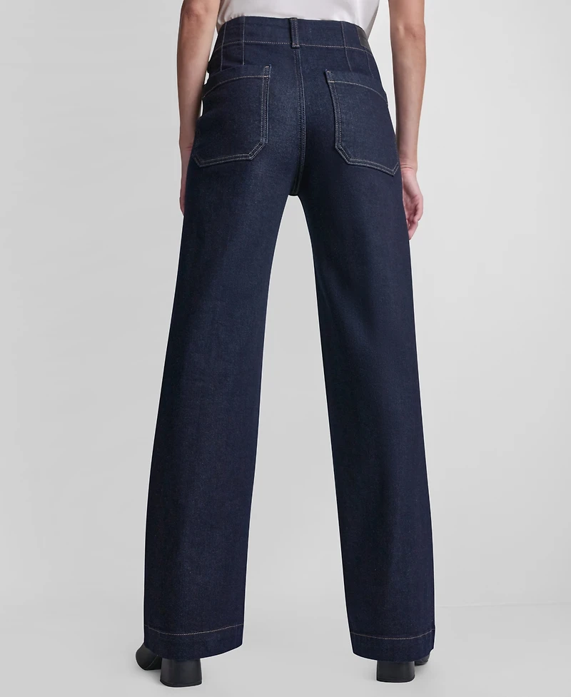 Dkny Jeans Women's High-Rise Pin Tuck Wide Leg