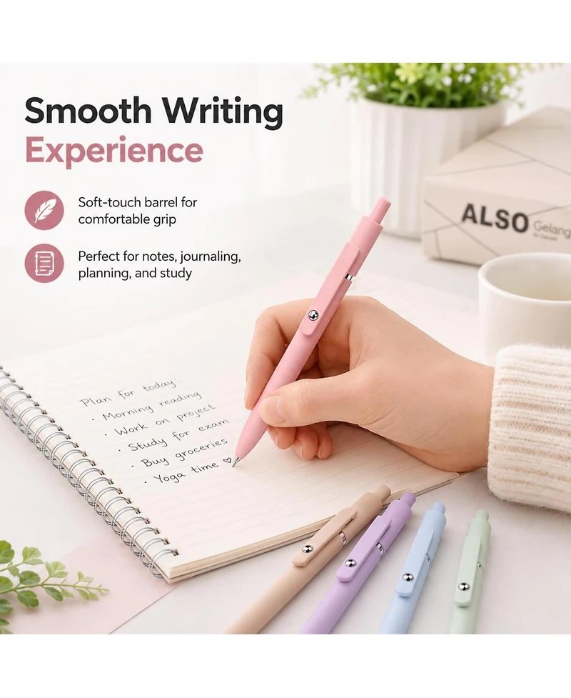 Danrong 6 Pack 0.5mm Fine Point Quick Dry Gel Pens Smooth Writing Office Supplies Journaling Pens
