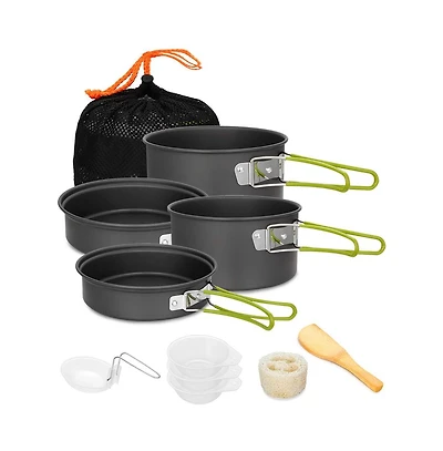 Piscifun Lightweight Non Stick Camping Cookware Set Stackable Outdoor Hiking Mess Kit with Storage Bag