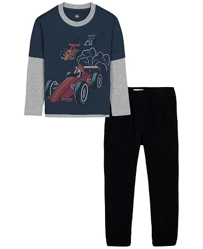 Kids Headquarters Toddler Boys' 2T-5T Long-Sleeve Top and Pants, 2-Piece Set