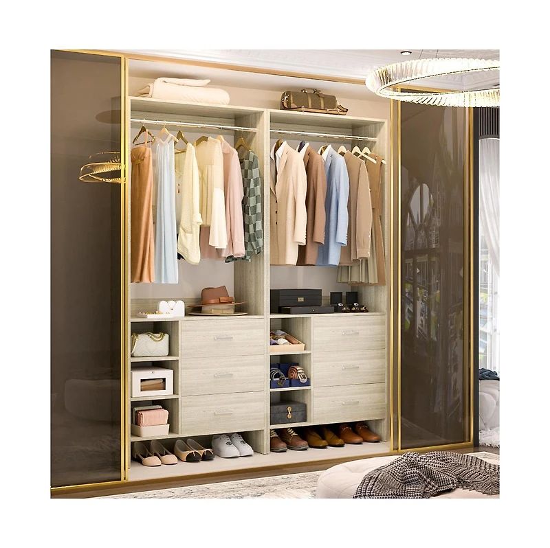 Aheaplus 30 Set of 2 Closet Organizer with Wooden Drawers