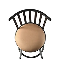 HomeRoots Set of Three Suede Faux Leather and Iron Low Back Adjustable Height Swivel Bar Chairs