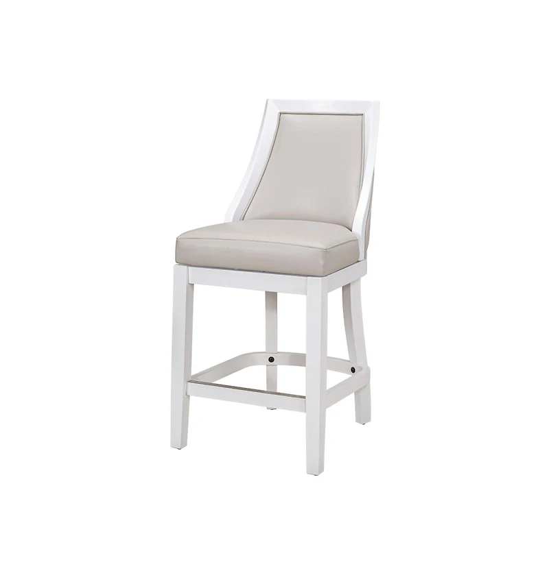 HomeRoots 26" Faux Leather and Solid Wood Counter Height Swivel Bar Chair