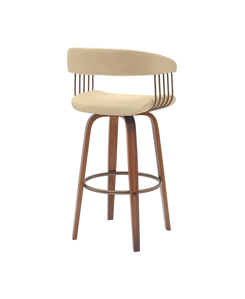 HomeRoots 31" Faux Leather Swivel Bar Height Bar Chair