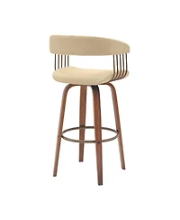 HomeRoots 31" Faux Leather Swivel Bar Height Bar Chair