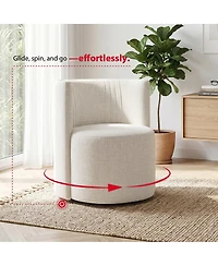 Maison Boucle Makeup Vanity Chair, Textured Tub Chair with Hidden Casters, Barrel Back Accent for Desk, Compact Seating