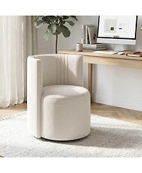 Maison Boucle Upholstered Desk Chair for Office, Textured Barrel Office Chair, Tub Seat with Hidden Casters, Curved Back