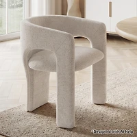 Maison Boucle Upholstered Barrel Dining Chair, Chenille, Modern Curved Armchair, 3.5" Padded Seat, Sculptural Side Chair