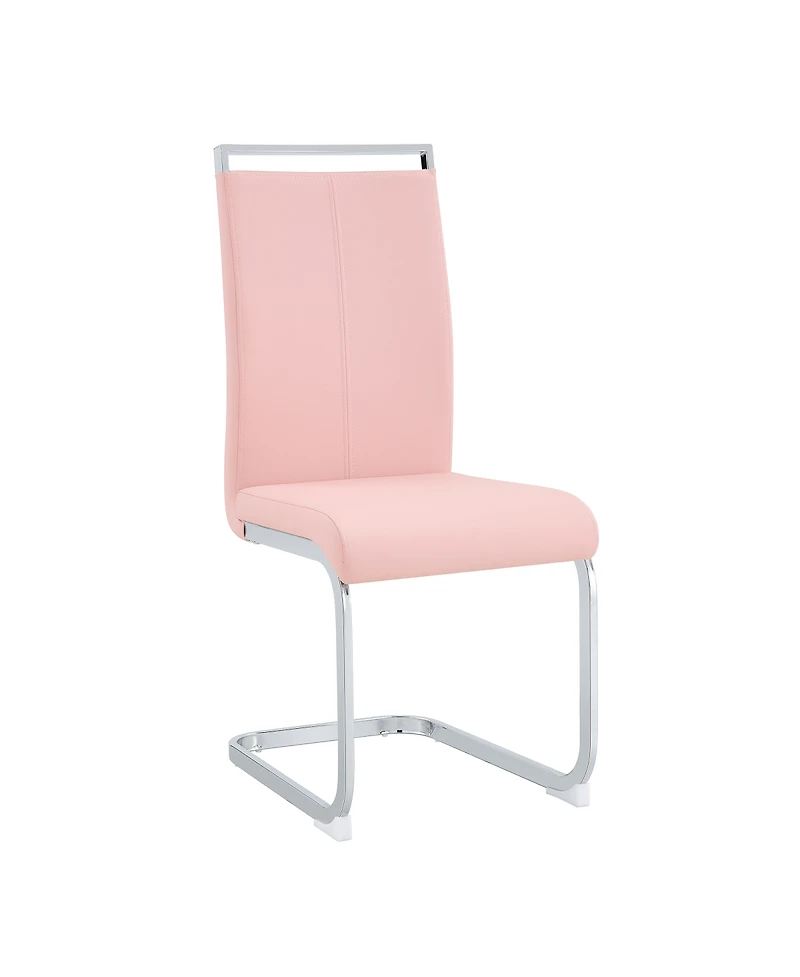 Streamdale Furniture Set of 2 Pu Dining Chairs with Silver Curved Metal Legs
