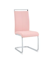 Streamdale Furniture Set of 2 Pu Dining Chairs with Silver Curved Metal Legs