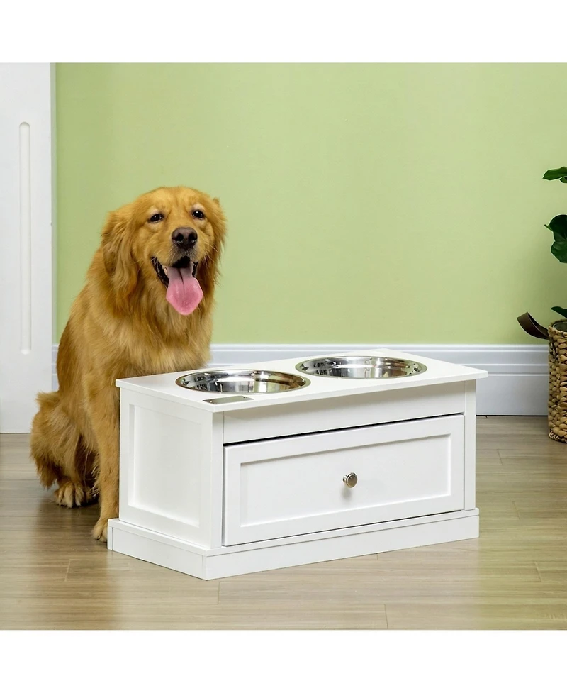 Ruie Large Elevated Dog Bowls Feeding Station with 11L Storage Drawer