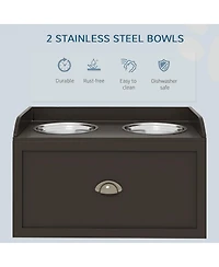Ruie Raised Dog Bowl Feeding Station with Hidden Storage Drawer Cabinet