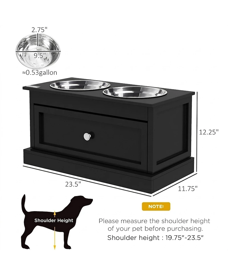 Ruie Elevated Dog Bowls Stand with Pull-Out Storage Drawer for Large Dogs