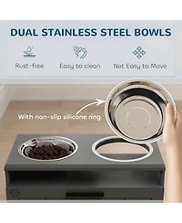 Ruie Large Breed Elevated Dog Bowls Stand with Slow Feeder and Storage Drawer