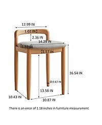 Flynama Single Natural Beech Wood Bench Makeup Stool, Fully Assembled 300 Lbs Load Capacity