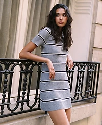 French Connection Women's Mason Knit Varsity Stripe Collared Mini Dress
