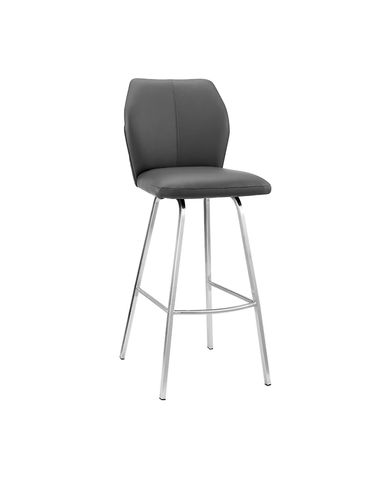 HomeRoots 26" Faux Leather and Iron Counter Height Bar Chair