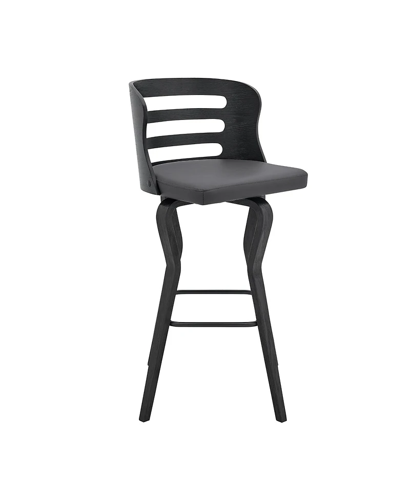 HomeRoots 29" Faux Leather and Iron Swivel Low Back Bar Height Bar Chair