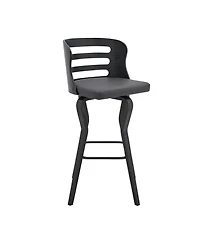 HomeRoots 29" Faux Leather and Iron Swivel Low Back Bar Height Bar Chair