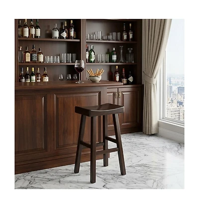 HomeRoots 30" Solid Wood Backless Bar Height Bar Chair