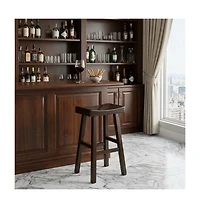 HomeRoots 30" Solid Wood Backless Bar Height Bar Chair