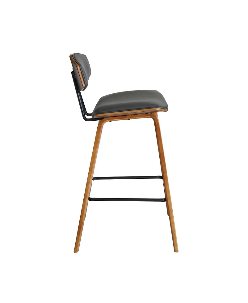 HomeRoots 29" Faux Leather and Iron Low Back Bar Height Bar Chair